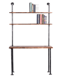 Diwhy Industrial Style Office Decor,Computer Desk 47.2"×20"×79" with 2-Tier Storage Pipe Shelves,Bookshelf Laptop Desk,Studying Writing Table Workstation with Hutch for Home Ofiice 47.2" L