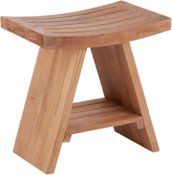 NORDIC STYLE TEAK Shower and Bath Stool, Teak Wood Shower Bench, Indoor and Outdoor Use 17.7" (Natural Finish w/Curved Seat)