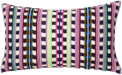 Archive NY Santiago Lime and Pink Handwoven Cotton Ikat Rectangle Throw Pillow