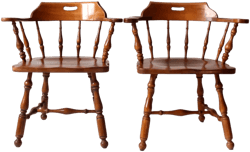 vintage Ethan Allen Colonial style pub dining chairs pair