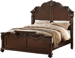 Benjara Splendidly Carved Queen Wooden Bed