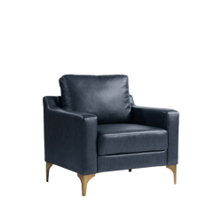 Serta Hemsworth Mid-Century Modern Armchair, Navy Blue Faux Leather