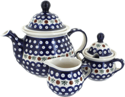 Polish Pottery Nature Three Piece Tea Set