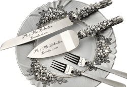 Wedding pearls decoration Cake Server Set Wedding Cake Knife Cake Cutting Set Cake Servers Wedding pearl crystal Cake Server white knife set