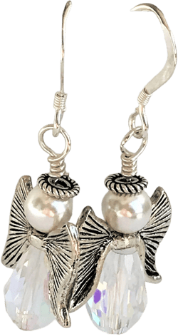 Handmade Crystal and Pearl Angel Earrings