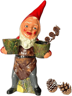 XXL vintage Gräfenroda Gnome, 30-40s Germany. Vintage terracotta / ceramic antique Christmas decoration. Old pottery, hand painted.