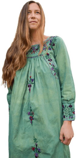 Rooted Botanics Long Sleeve Traditional Huipil Maxi Dress