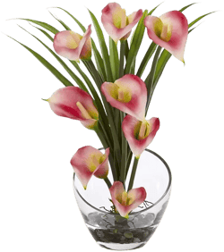 Nearly Natural 15.5" Calla Lily and Grass Artificial Arrangement in Vase