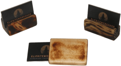 Handcrafted Wooden Business Card Holders - Rustic Burnt Wood Finish
