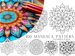 100 Mandala Coloring Pages, Intricate Mandala Patterns, Adult Coloring Book, Digital Coloring Sheets, Instant Download, Printable PDF File