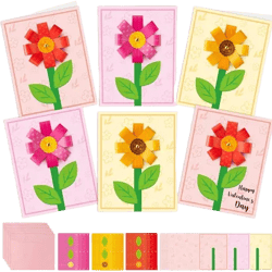 WATINC Mother'Day Spring 3D Flower Greeting Card Kits, 24 Pack DIY Flower Craft Thanks Cards with Envelopes, Graduate Gifts Thankful Project Fun
