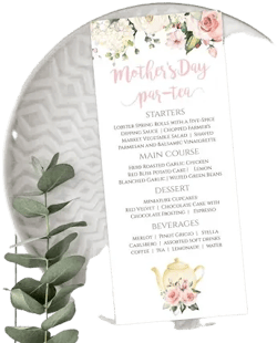 Mother's Day Tea Party Menu Cards
