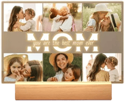 Personalized Mothers Day Gifts Custom Picture Frame with Photos and Night Light