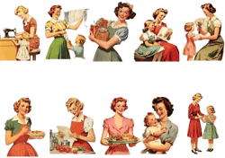 Vintage 1950s Mothers Clipart Image Bundle