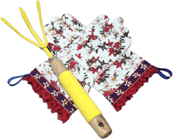 Red, White and Blue Gardening Gloves. Spring Floral and Red Lace Ruffle. Americana Work Gloves for Women. Mother&#39;s Day Gardener Gift.
