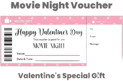 Personalized Valentines Day Movie Night Ticket Gift Certificate Template