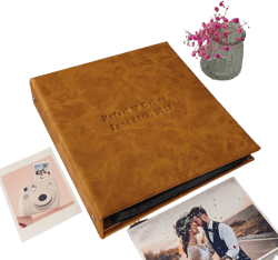 Personalized Photo Album, Ring Binder Slip in Photo Book, Leatherette Album for 100-200 4x6 Photos,