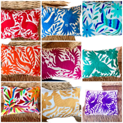 Otomi Lumbar Pillow Cover, Out Door Decor, Embroidered Pillow Cover, Mexican Sham, Tenango, Patio Decor, Mexican Home Decor