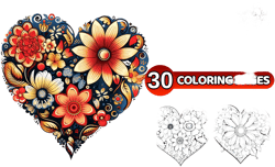 Coloring Pages Heart for Adults & Kids Mothers day Coloring Sheets Printable Mandala Adult Coloring  digital coloring book, printable Pdf