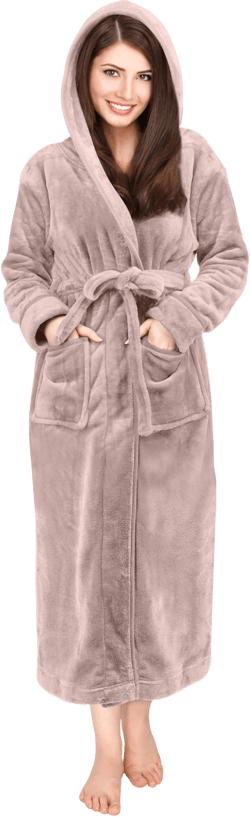 NY Threads Women's Fleece Hooded Bathrobe