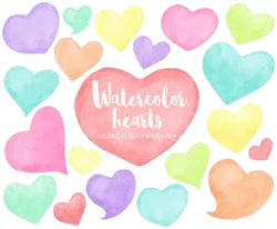 Hand Painted Watercolor Hearts Clipart