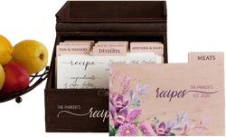 Personalized Recipe Box with Floral Printable Recipe Dividers Wedding Gift for Daughter Custom Recipe Card Box Mothers Day Gift Wooden Box