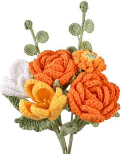 7Pcs Crochet Flowers For Autumn Decor,Handmade Knit Rose Tulip Daisy Bouquet,Bridal Bouquet,Birthday/Anniversary/Thanksgiving/Christmas Gift