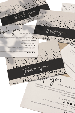 Modern Small Business Thank You Card Template Canva, Editable Thanks For Your Purchase Card, Abstract Printable Package Insert  - &#39;Zoe&#39; TY84