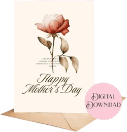 Elegant Mother's Day Printable Rose Card