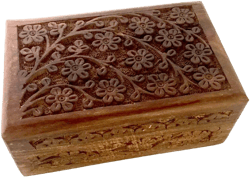New Age Imports Floral Carved Handmade Wooden Jewelry Box