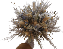 Blue Thistle Burgundy Dried Flowers / Rustic lavender bouquet / Preserved Daisy Flowers Greenery Bouquet /Fall Winter Bridal bouquet
