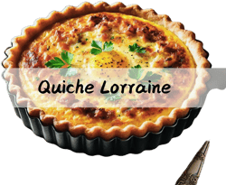 Quiche Lorraine with bacon, cheese, and creamy filling – a classic French pie