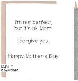Funny Mother's Day Printable Minimalist Card