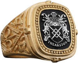 Personalized Engraved Gold Coated Family Crest Signet Ring