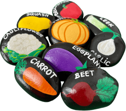 Set of 10 Vegetable garden markers for garden decor, Mothers Day gift, Gardener gift, Ecological gardening, Hand painted rock art