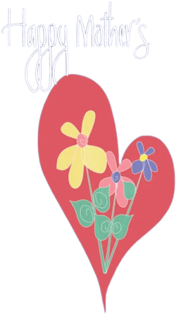 Hand Lettered Mother's Day Heart & Bouquet of Colorful Flowers Card