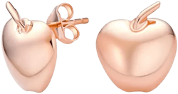 Bling Jewelry Fruit Teacher Pet Apple Of My Eye Apple Stud Earrings Rose Gold Plated .925 Sterling Silver