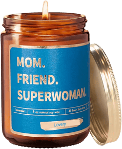 Lovery "Mom, Friend, Superwoman" Lavender-Scented Soy Wax Candle, 9 oz.
