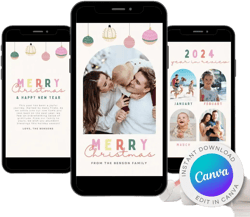 Digital CHRISTMAS Card Year in Review | Trendy Ecard Eco Friendly | Animated Holiday  Video Invite |  eCard Editable DIY Template Canva