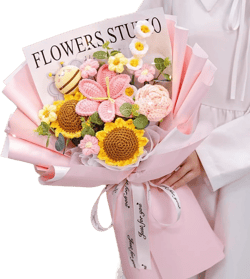 Crochet Flower Bouquets, Rose Lily Sunflower Crochet Bouquets, Handmade Crochet Bouquet, Birthday Anniversary Valentine&#39;s Day Gifts for Her