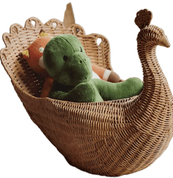 Ida Peacock Woven Wicker Basket