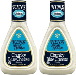 Ken's Steak House Chunky Blue Cheese Dressing, 16 Fl Oz, Pack of 2, Bundled With V2U Utensil Set
