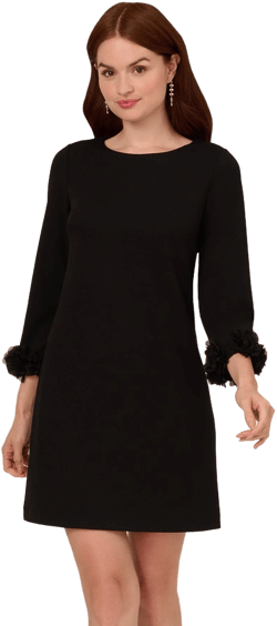 Adrianna Papell Women's Ruffle Cuff Crepe Cocktail Dress