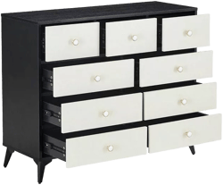 gaomon Wooden Dresser With 9 Drawers, Wide Chest Of Drawers Large Storage Tower Unit, 9 Drawer Dresser TV Stand For Bedroom, Living Room, Closet, Entryway