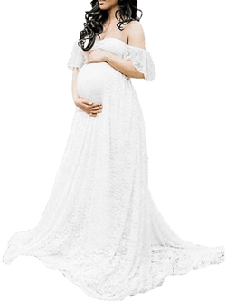 Floral Lace Maternity Photography Dress