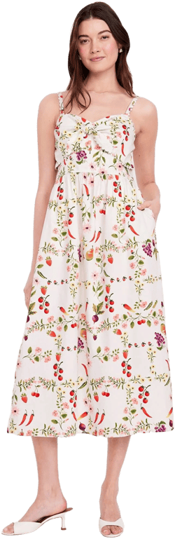 Old Navy Women's Fit & Flare Tie-Front Seersucker Midi Dress