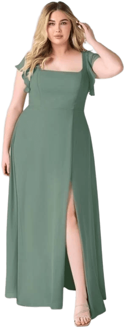 Azazie A-Line/Princess Square Neck Floor-Length Chiffon Bridesmaid Dresses