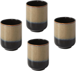 Large Ceramic Tea Set, Chinese Tea Cup, Coffee Cup, Ceramic Mate Tea Cup Set 4 Piece (Coffee gold)