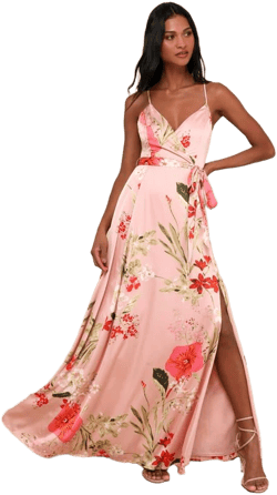 Lulus Exclusive Floral Print Satin Maxi Dress