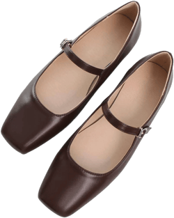 Women's Square Toe Leather Slip On Flats